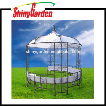 Gazebo de jardim de pátio de metal em forma redonda redonda armação de aço ao ar livre